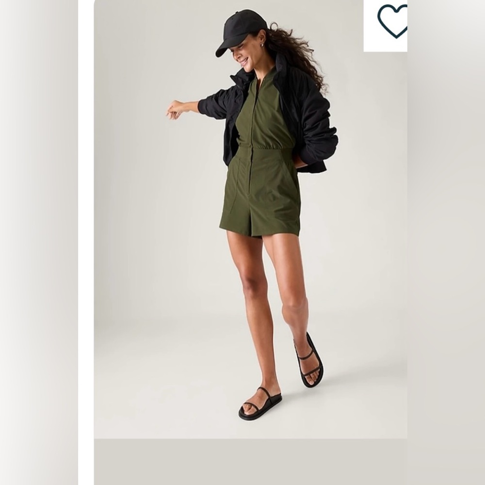 Athleta Olive Green Short-Sleeve Utility Romper
